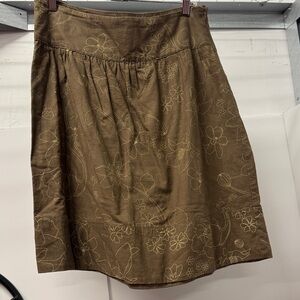 Italian Made linen cotton blend Floral Brown Skirt Via Firenze Brand size M